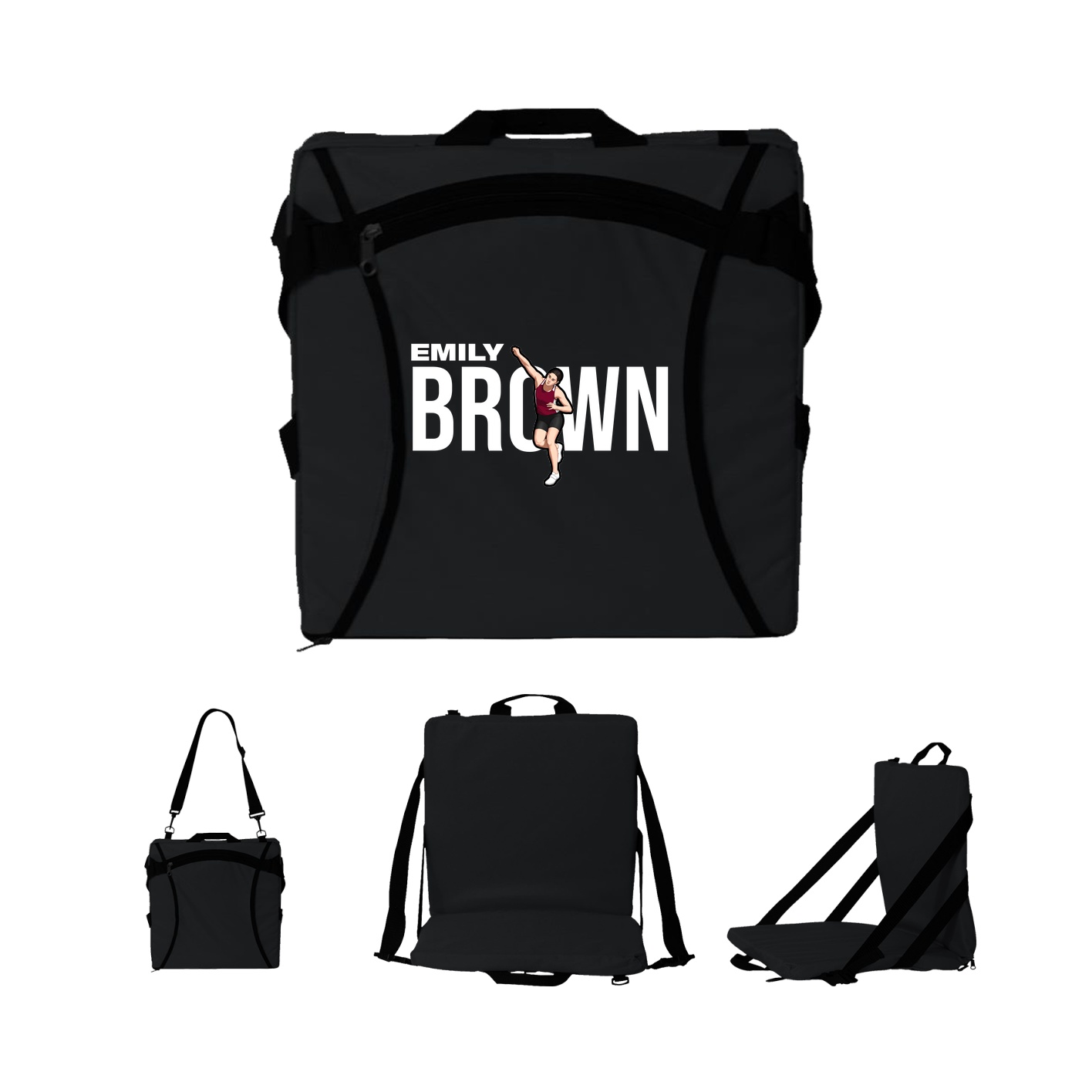 Folding Stadium Seat — Player Name in Black