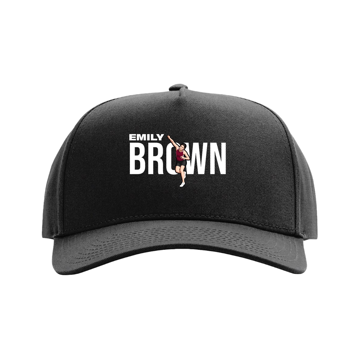 Full Fabric Five-Panel Champ Cap — Player Name in Black