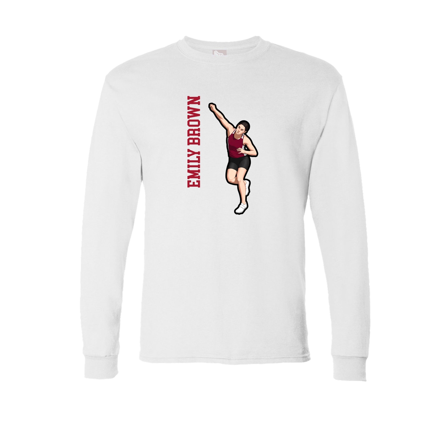 Long Sleeve Tee — Name Vertical in White
