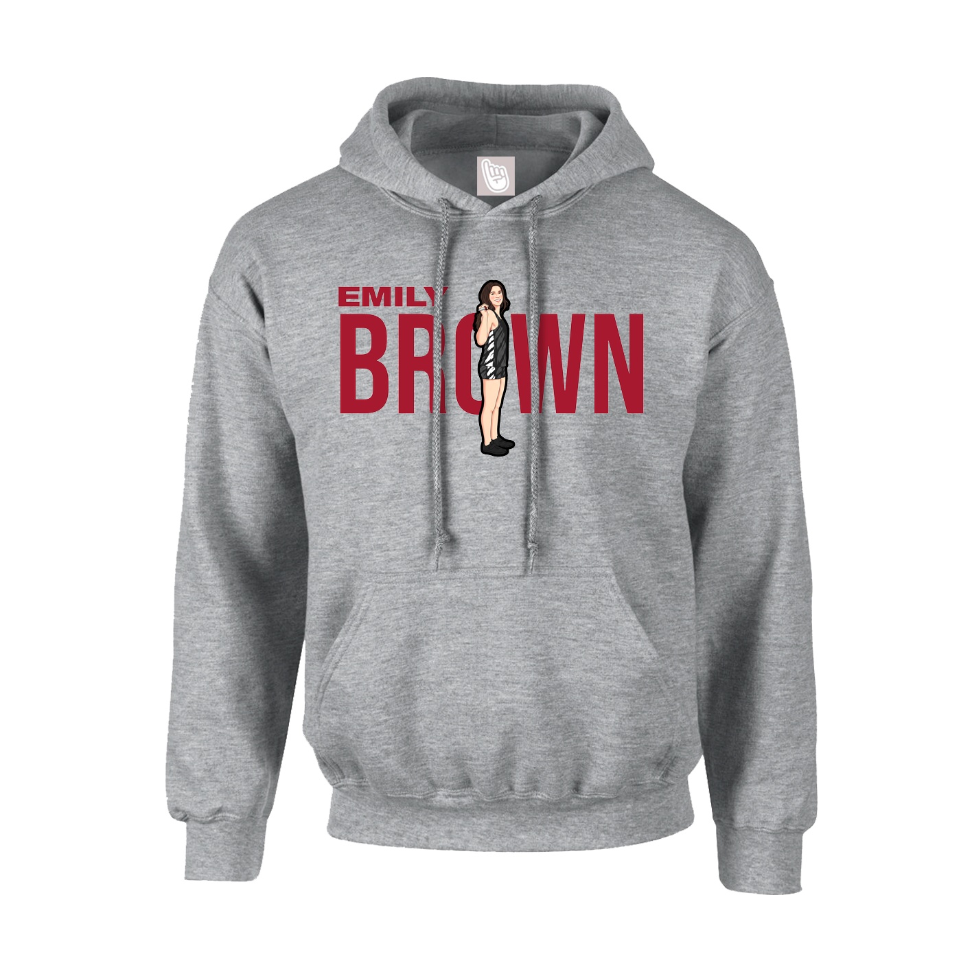 Youth Hoodie — Player Name in Grey