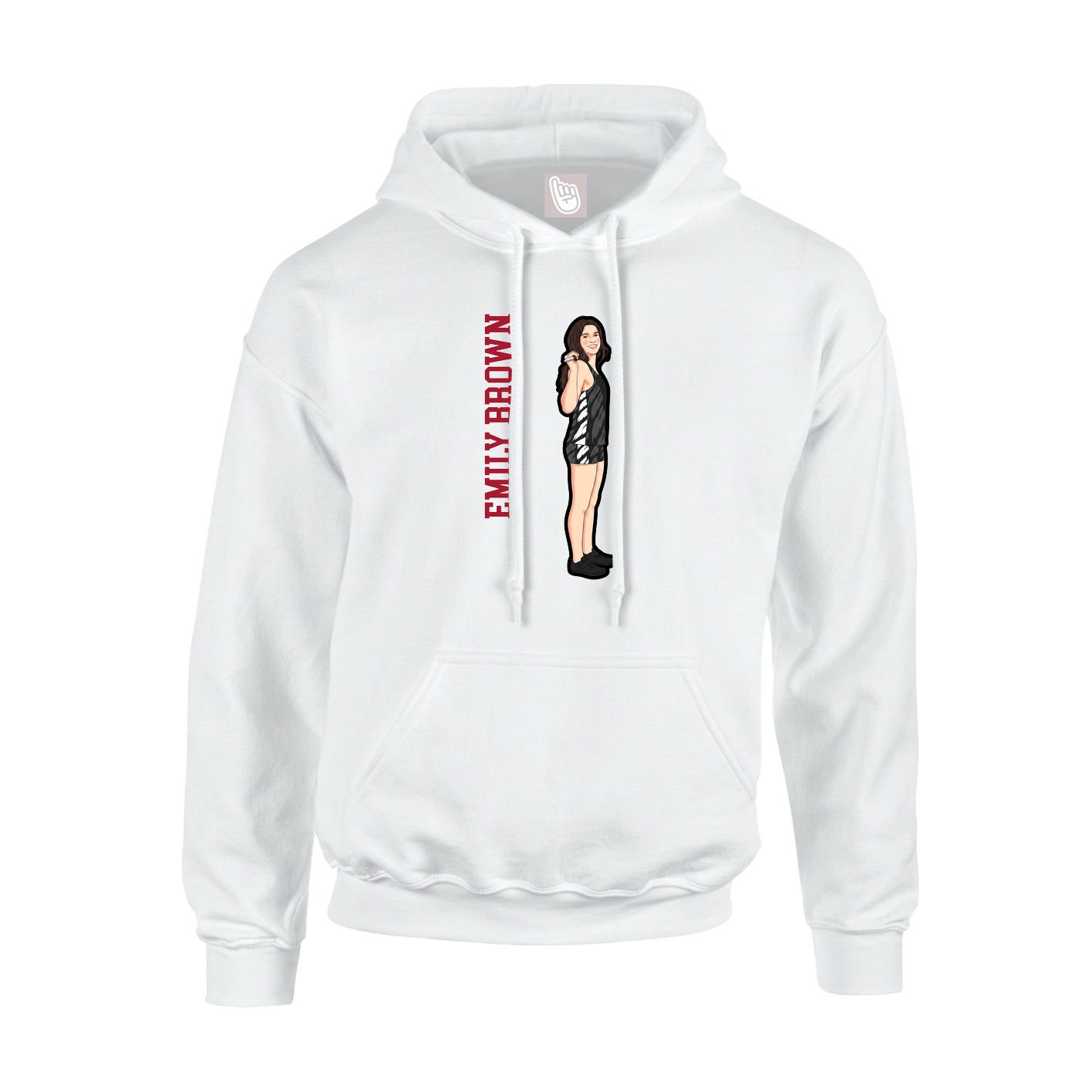 Youth Hoodie — Name Vertical in White