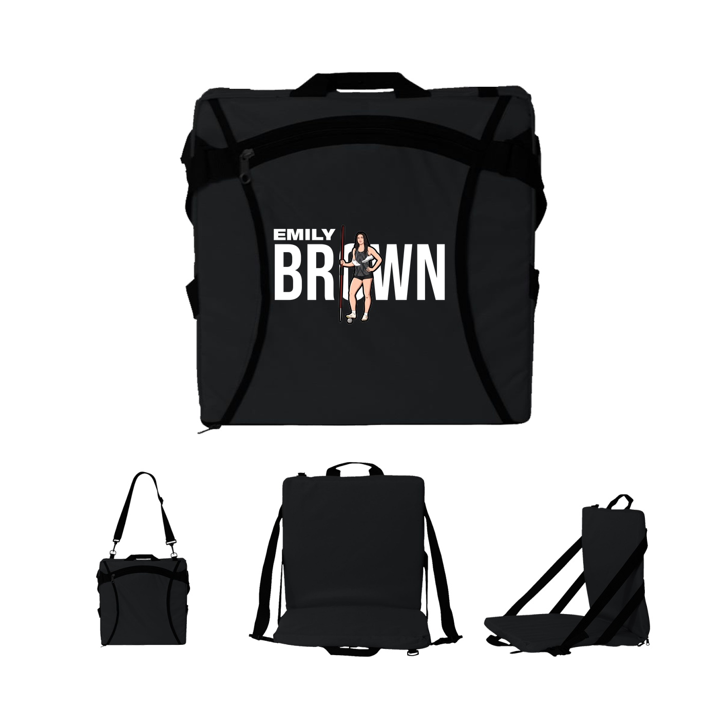 Folding Stadium Seat — Player Name in Black