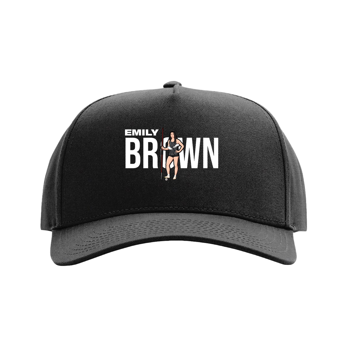 Full Fabric Five-Panel Champ Cap — Player Name in Black