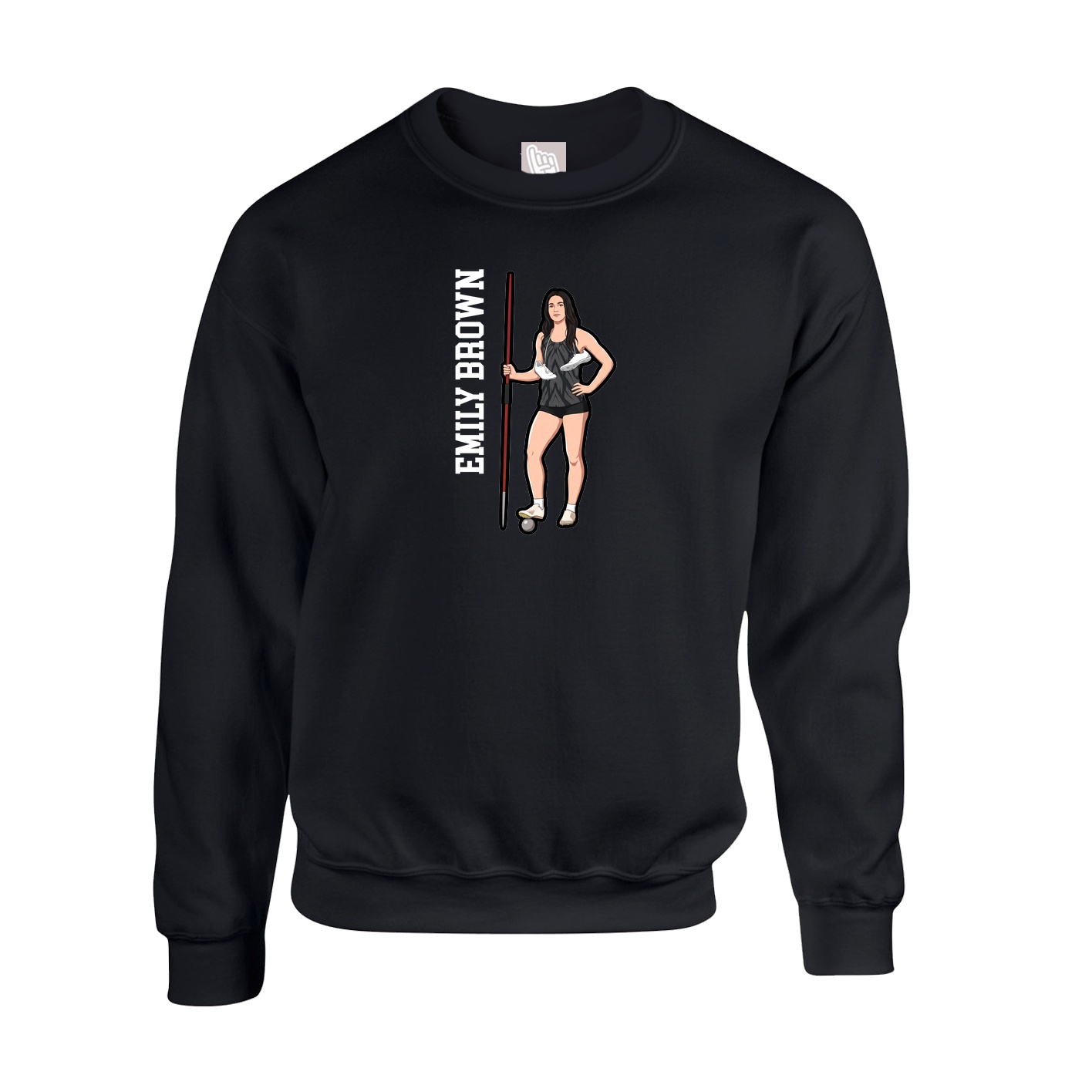 Fleece Crew — Name Vertical in Black