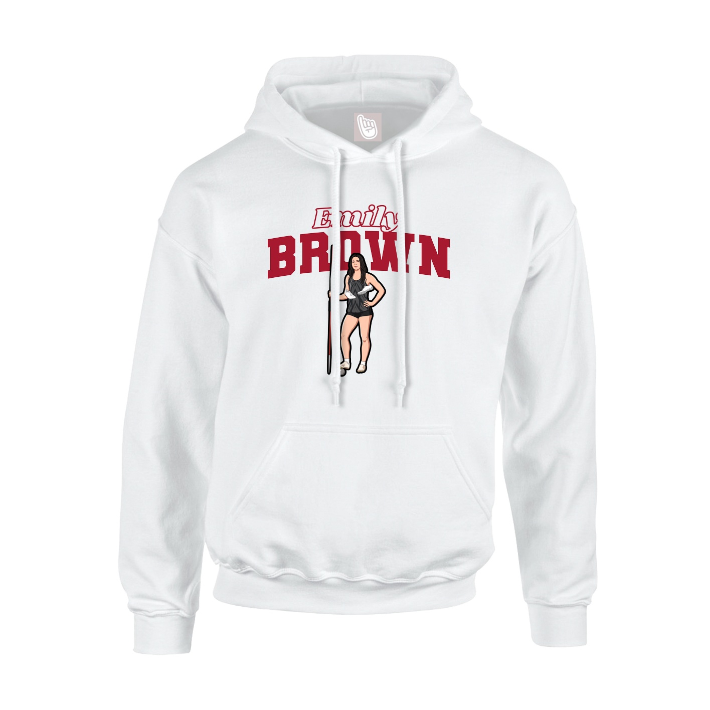 Youth Hoodie — Name Arch in White