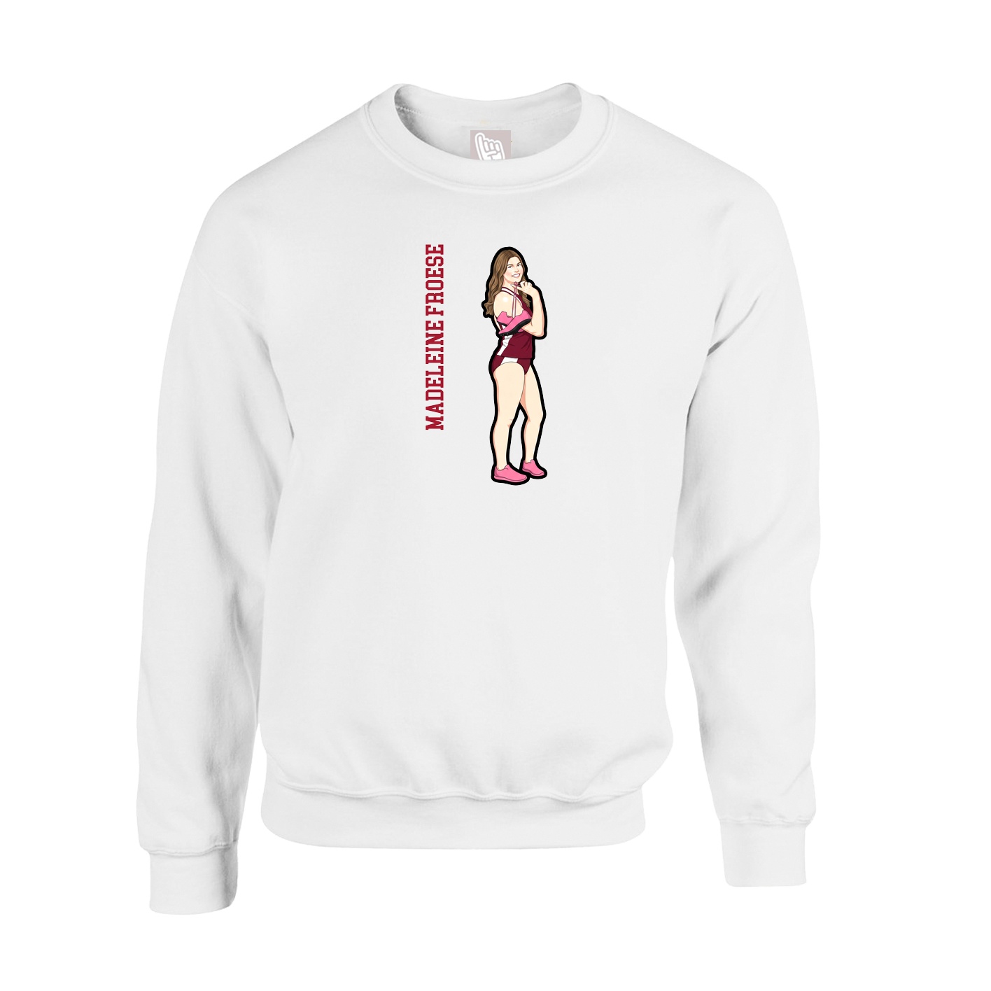 Fleece Crew — Name Vertical in White