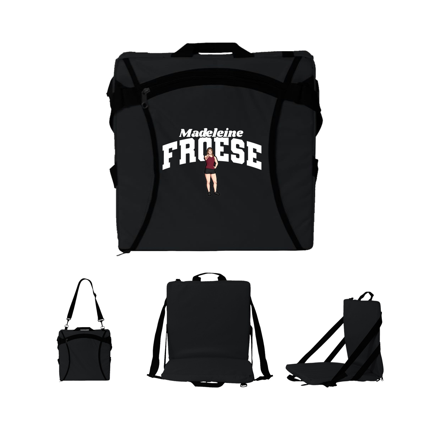 Folding Stadium Seat — Signature Arch in Black