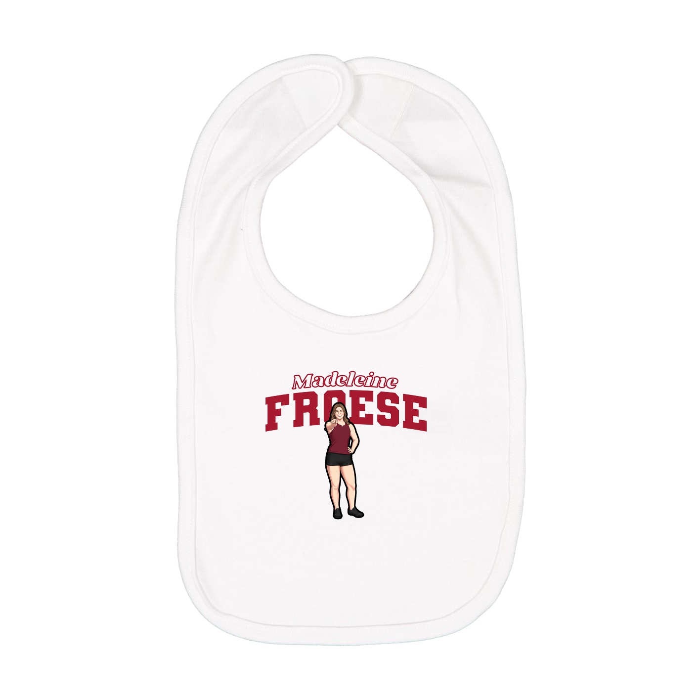 Infant Bib — Name Arch in White