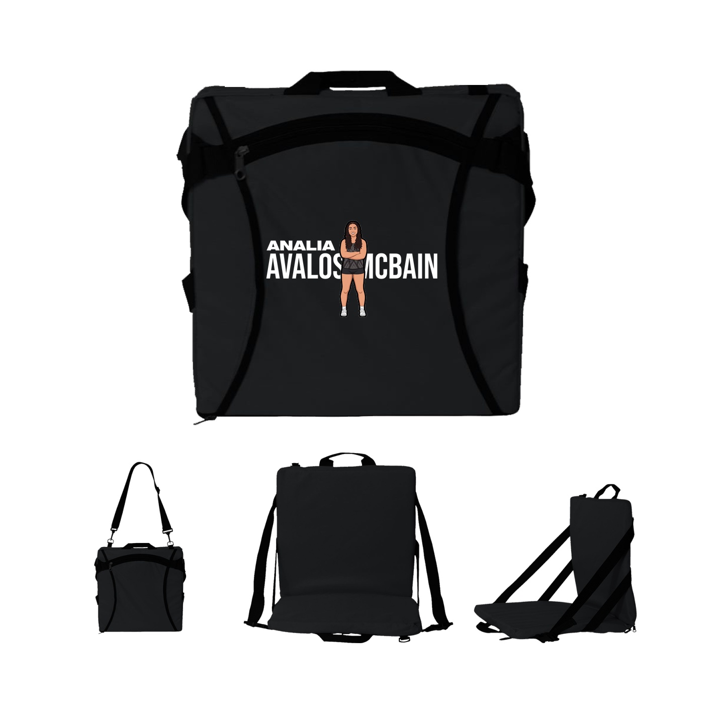 Folding Stadium Seat — Player Name in Black