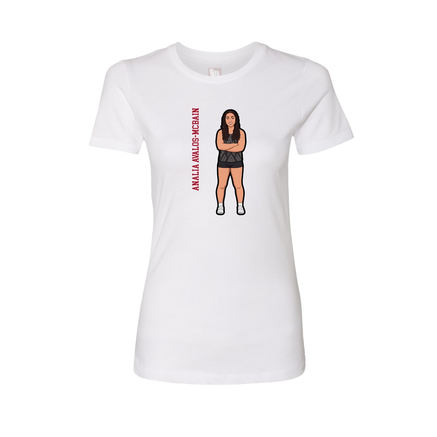 Fitted Women's Tee — Name Vertical in White