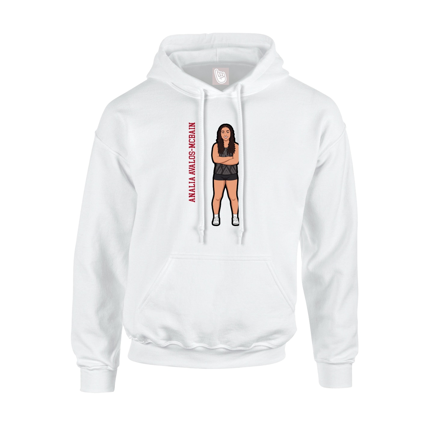 Youth Hoodie — Name Vertical in White