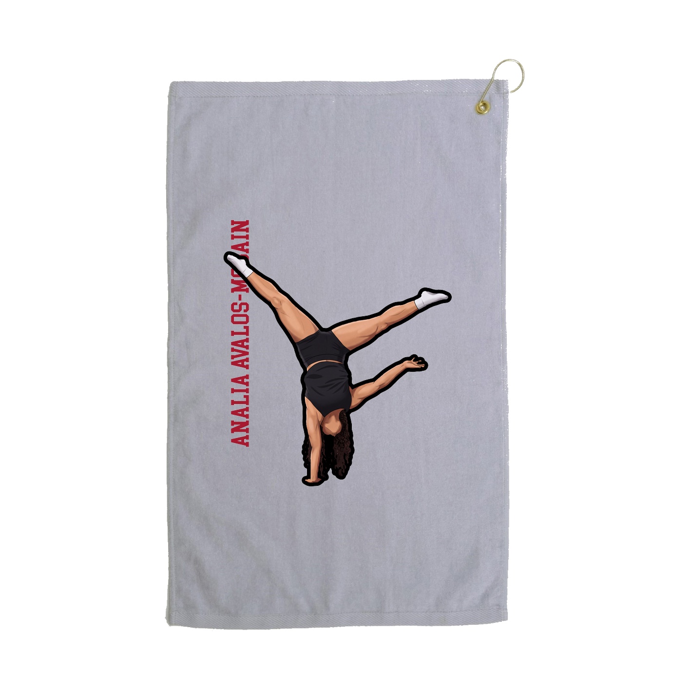 Golf Towel — Name Vertical in Grey