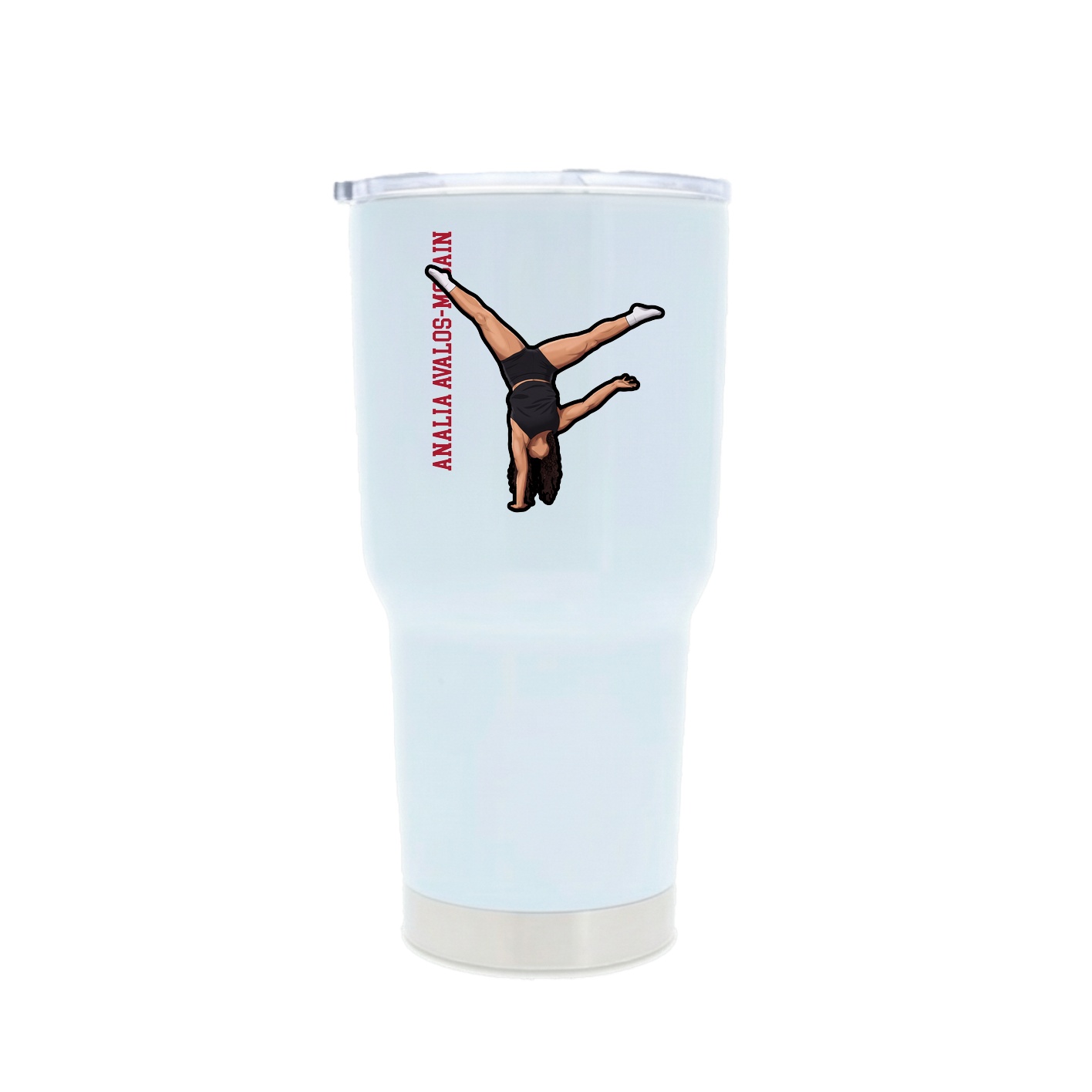 30oz Stainless Steel Tumbler — Name Vertical in White