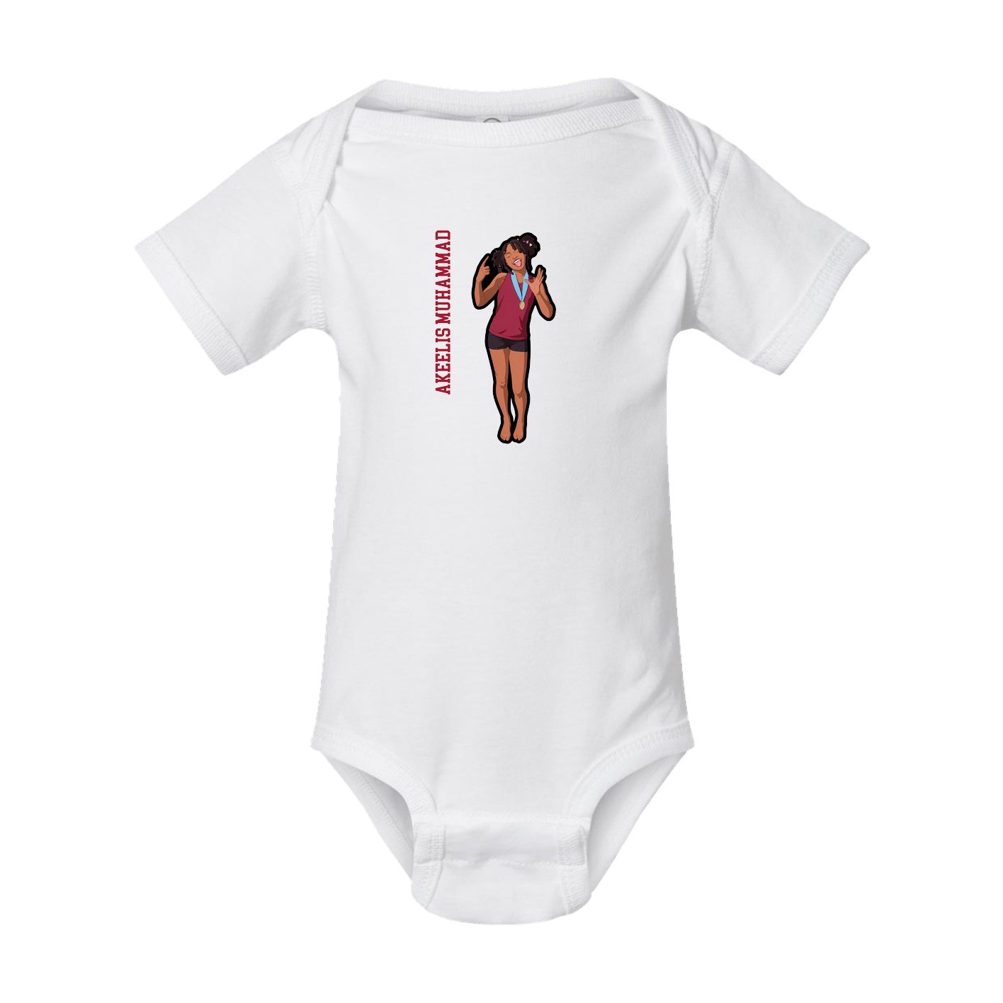 Baby Onesie — Name Vertical in White