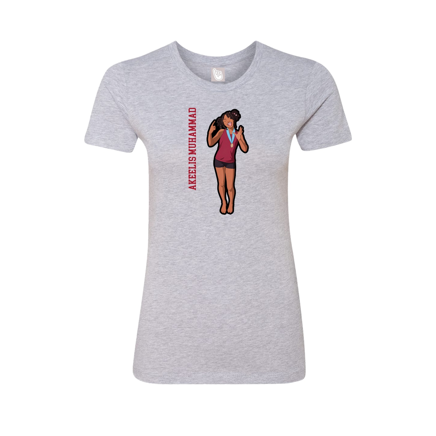 Fitted Women's Tee — Name Vertical in Grey