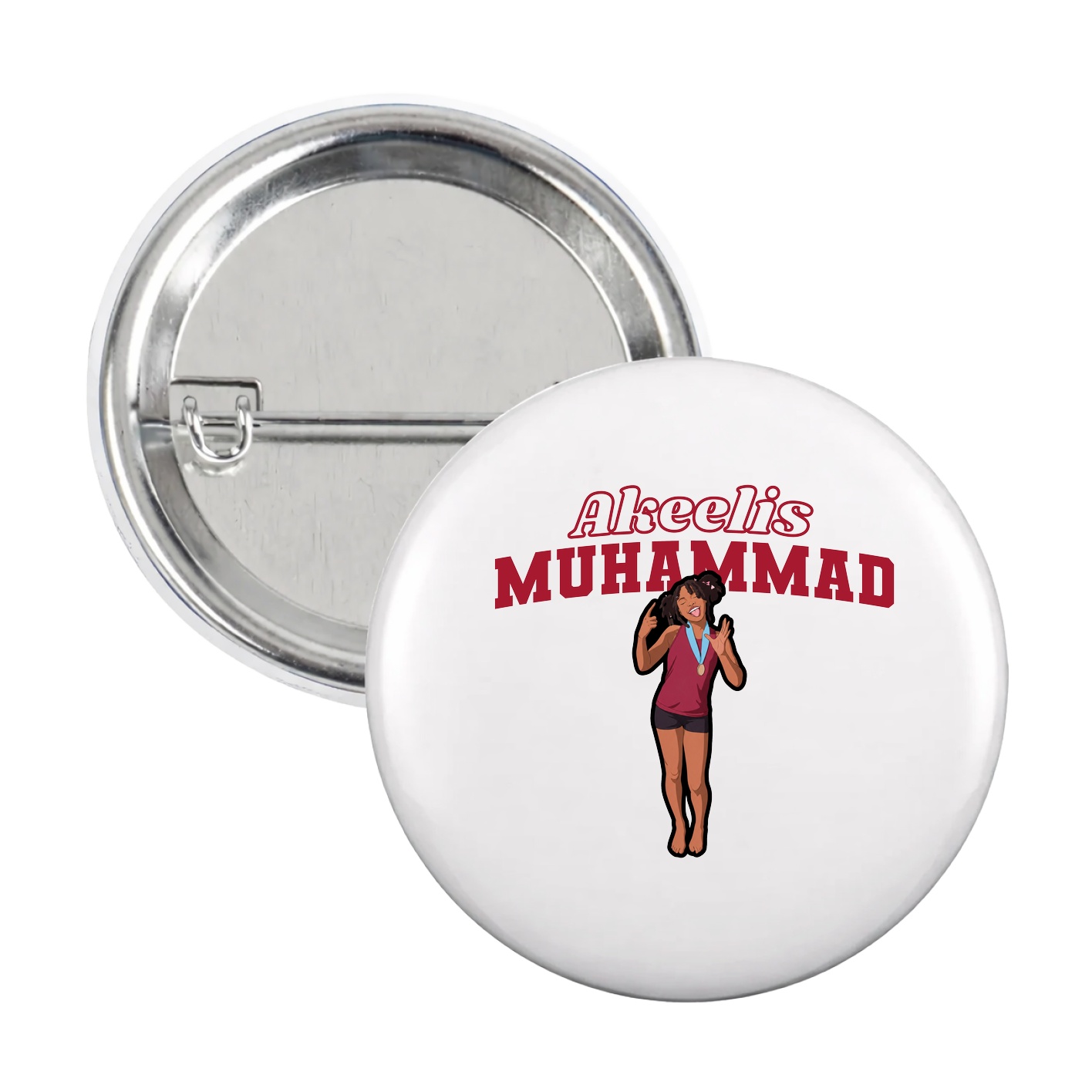 Game Day Button — Name Arch in White