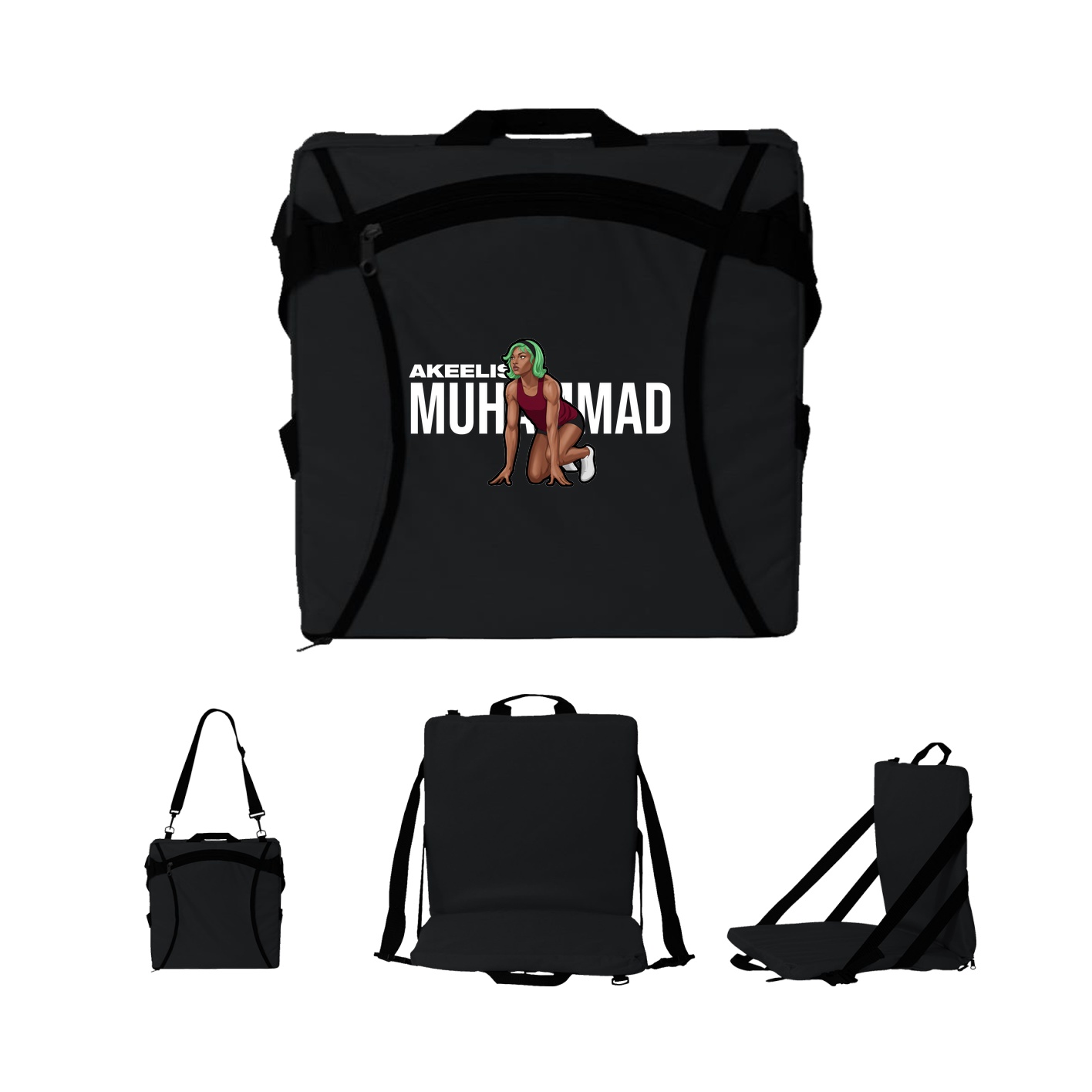 Folding Stadium Seat — Player Name in Black