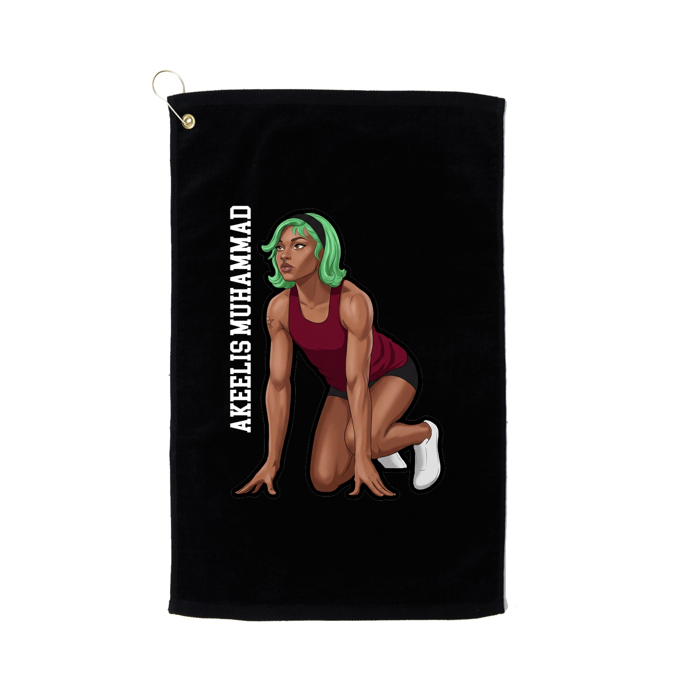 Golf Towel — Name Vertical in Black