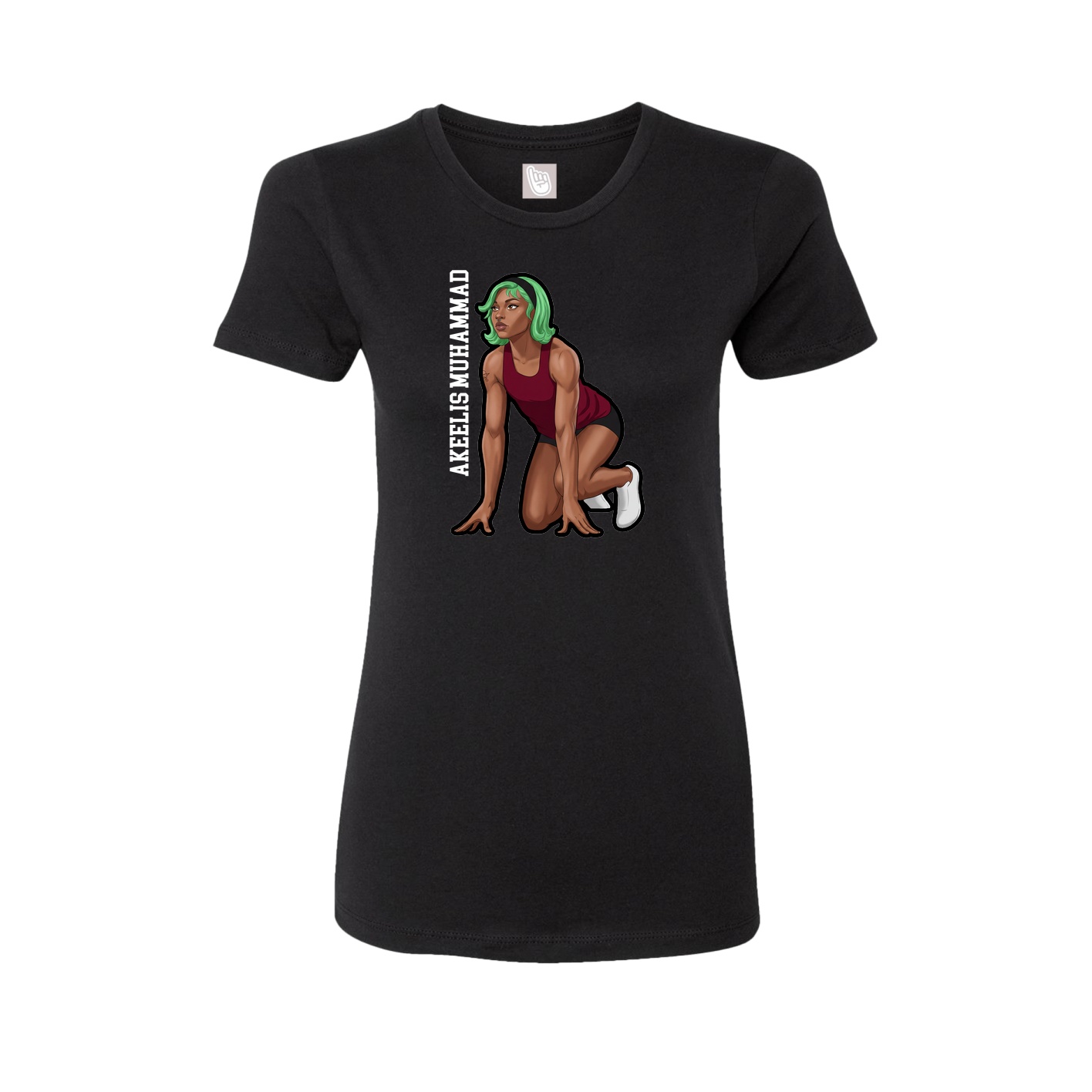Fitted Women's Tee — Name Vertical in Black