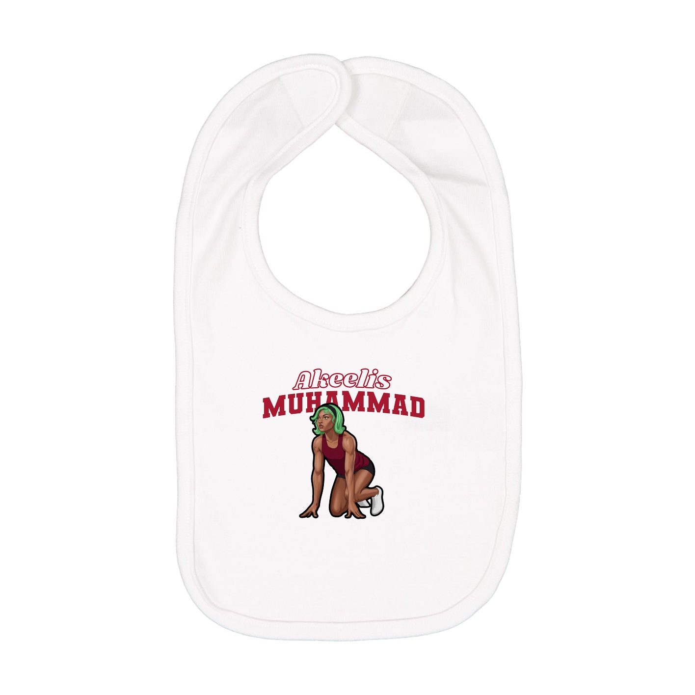 Infant Bib — Name Arch in White