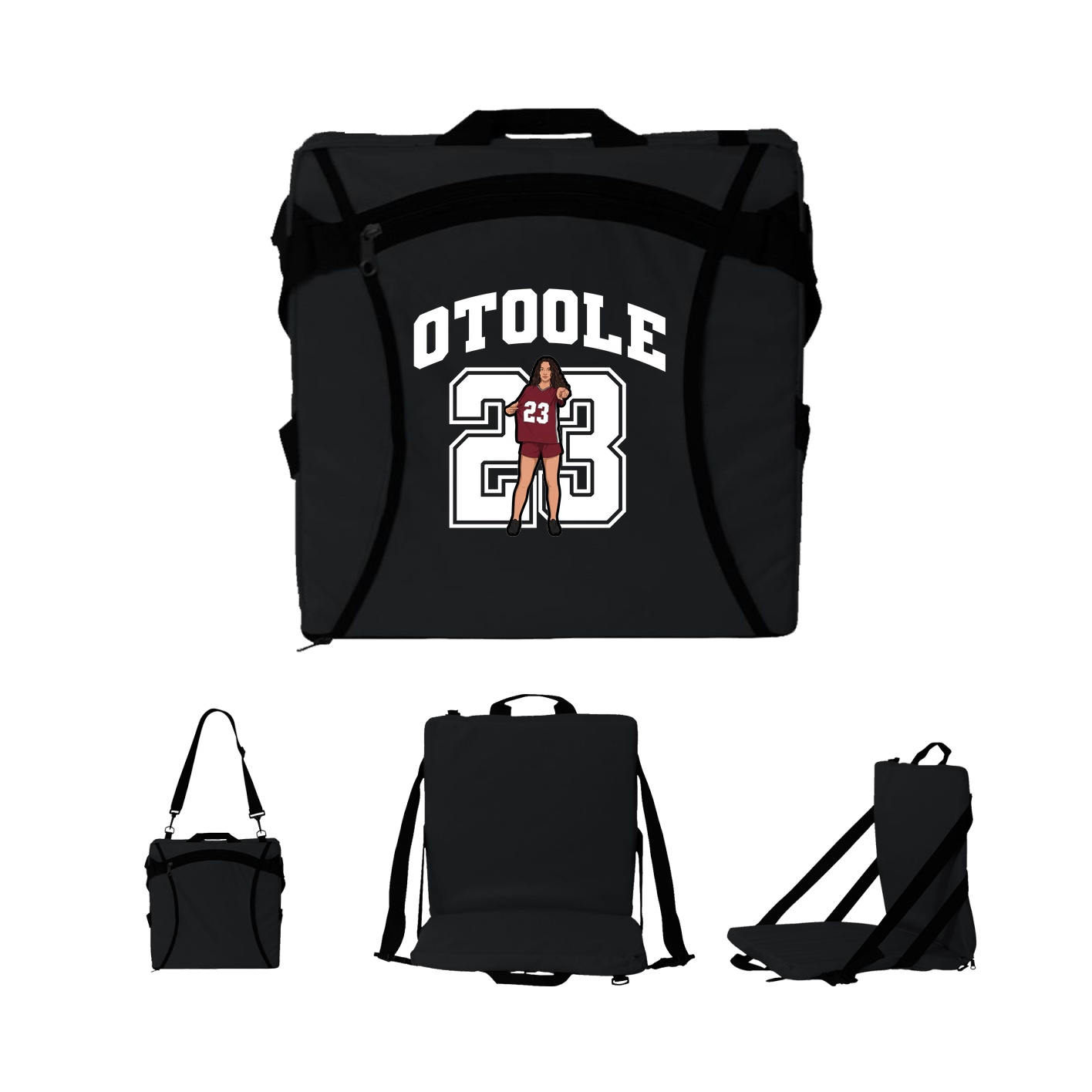 Folding Stadium Seat — Number in Black