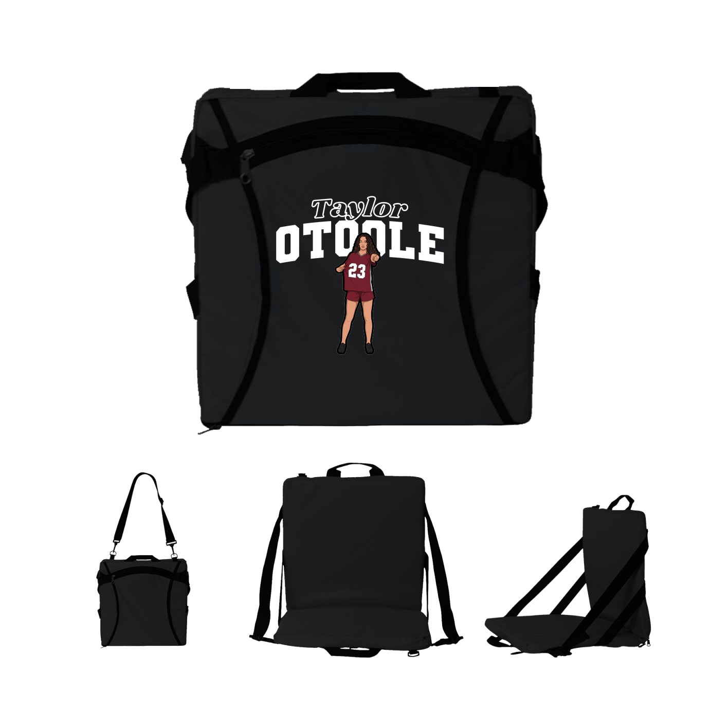 Folding Stadium Seat — Name Arch in Black