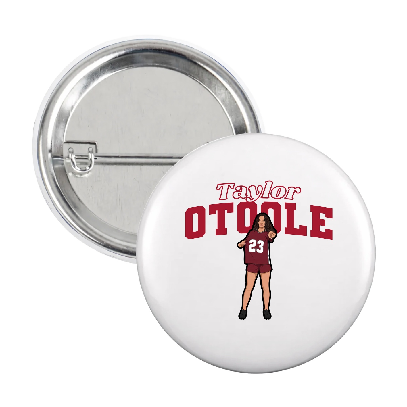 Game Day Button — Name Arch in White