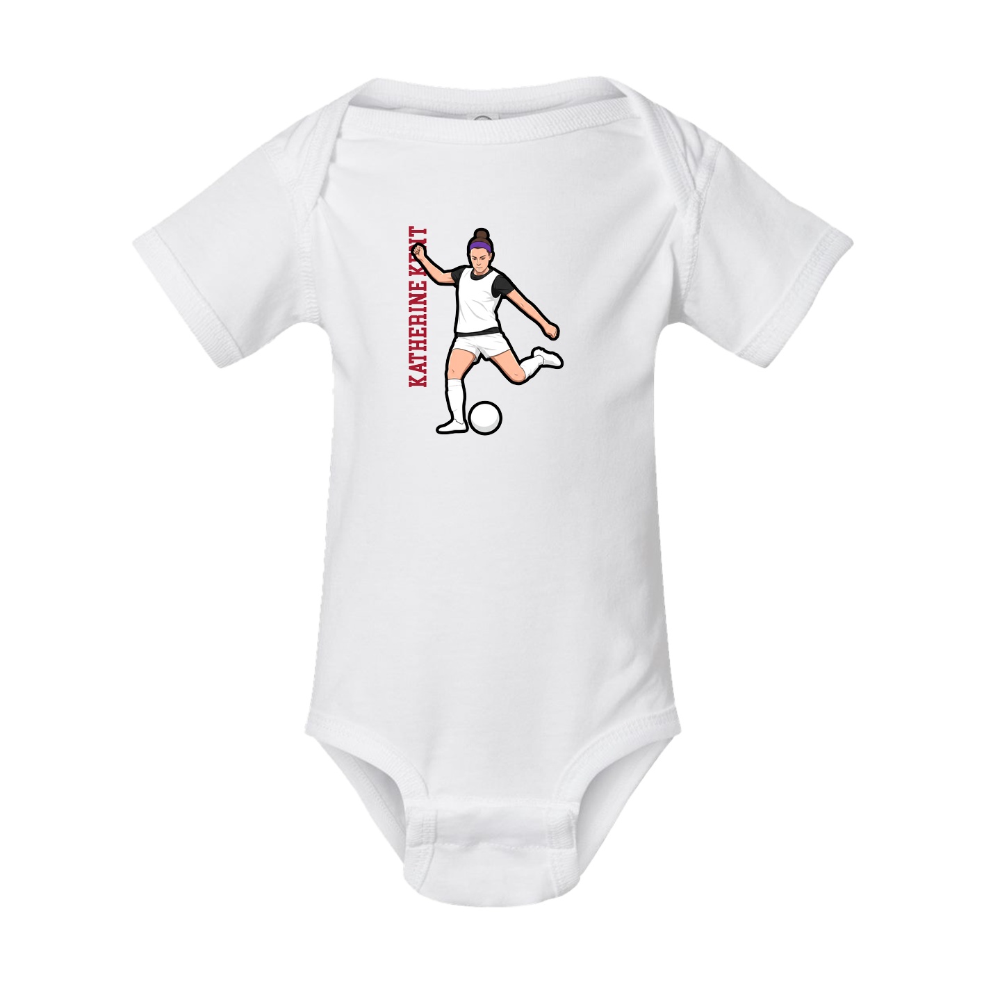 Baby Onesie — Name Vertical in White