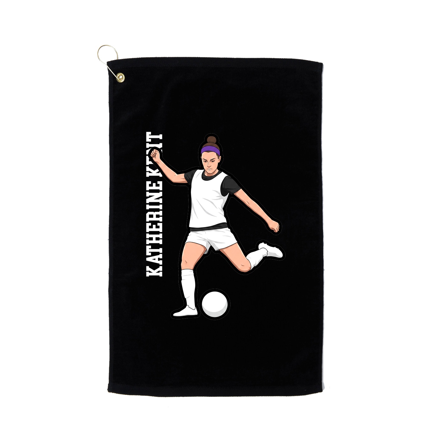 Golf Towel — Name Vertical in Black