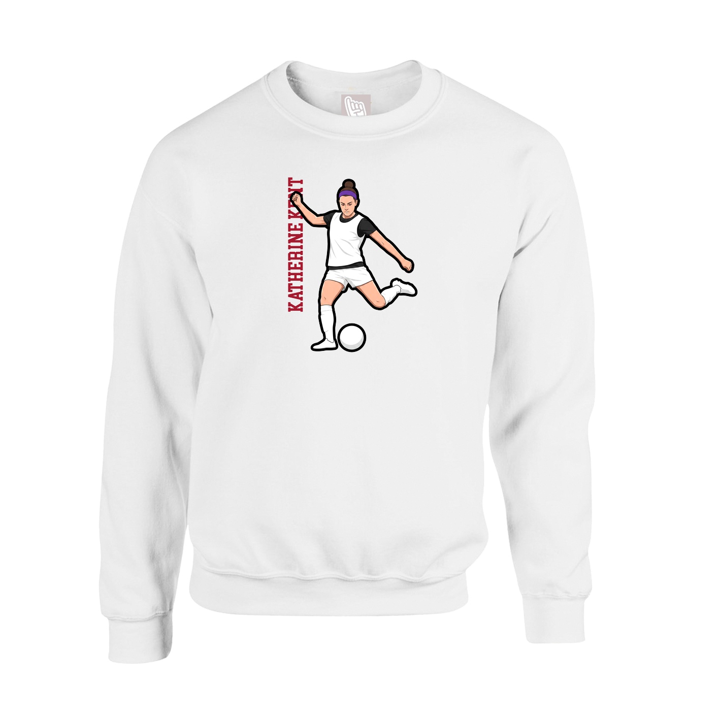 Fleece Crew — Name Vertical in White