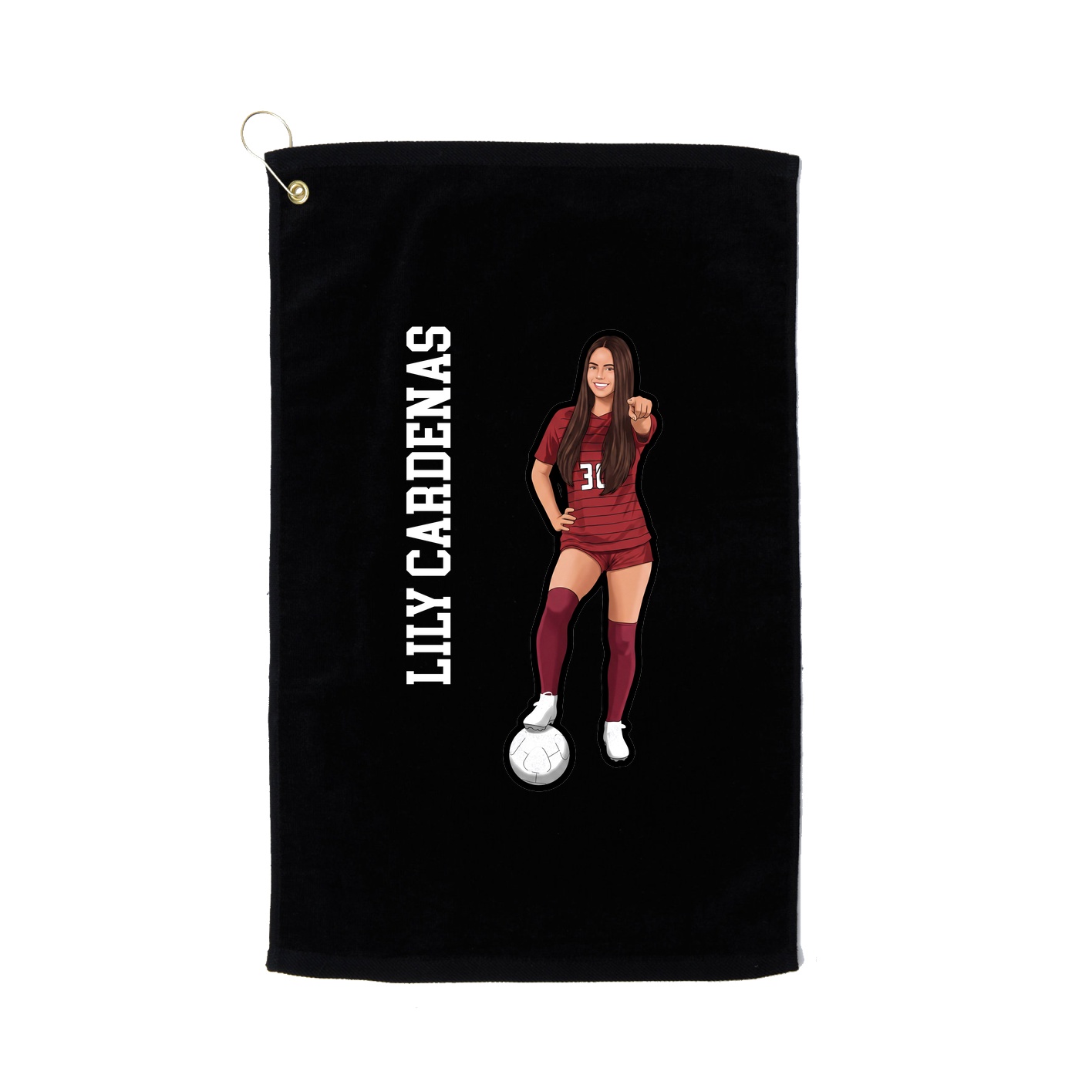 Golf Towel — Name Vertical in Black