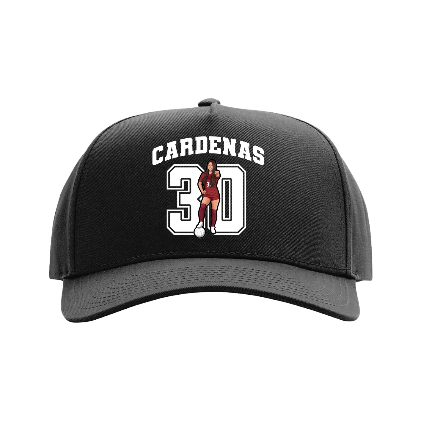 Full Fabric Five-Panel Champ Cap — Number in Black