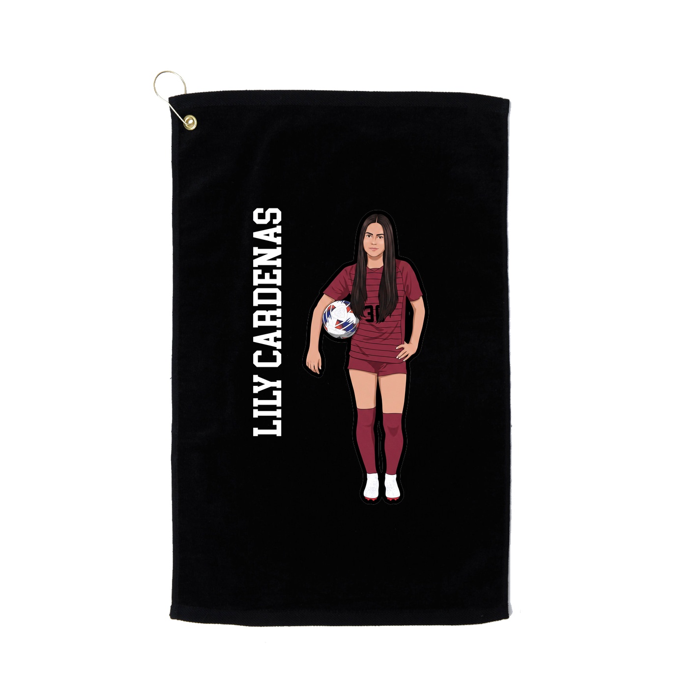 Golf Towel — Name Vertical in Black