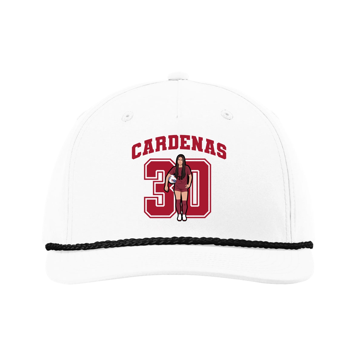 Five-Panel Classic Rope Cap — Number in White