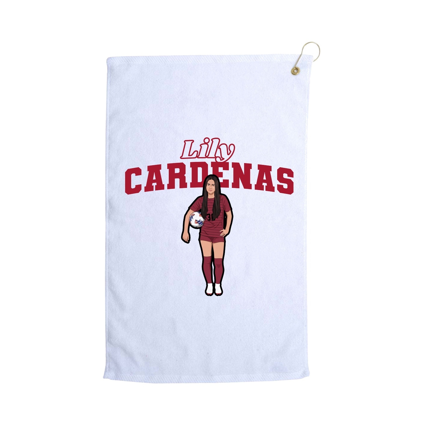 Golf Towel — Name Arch in White