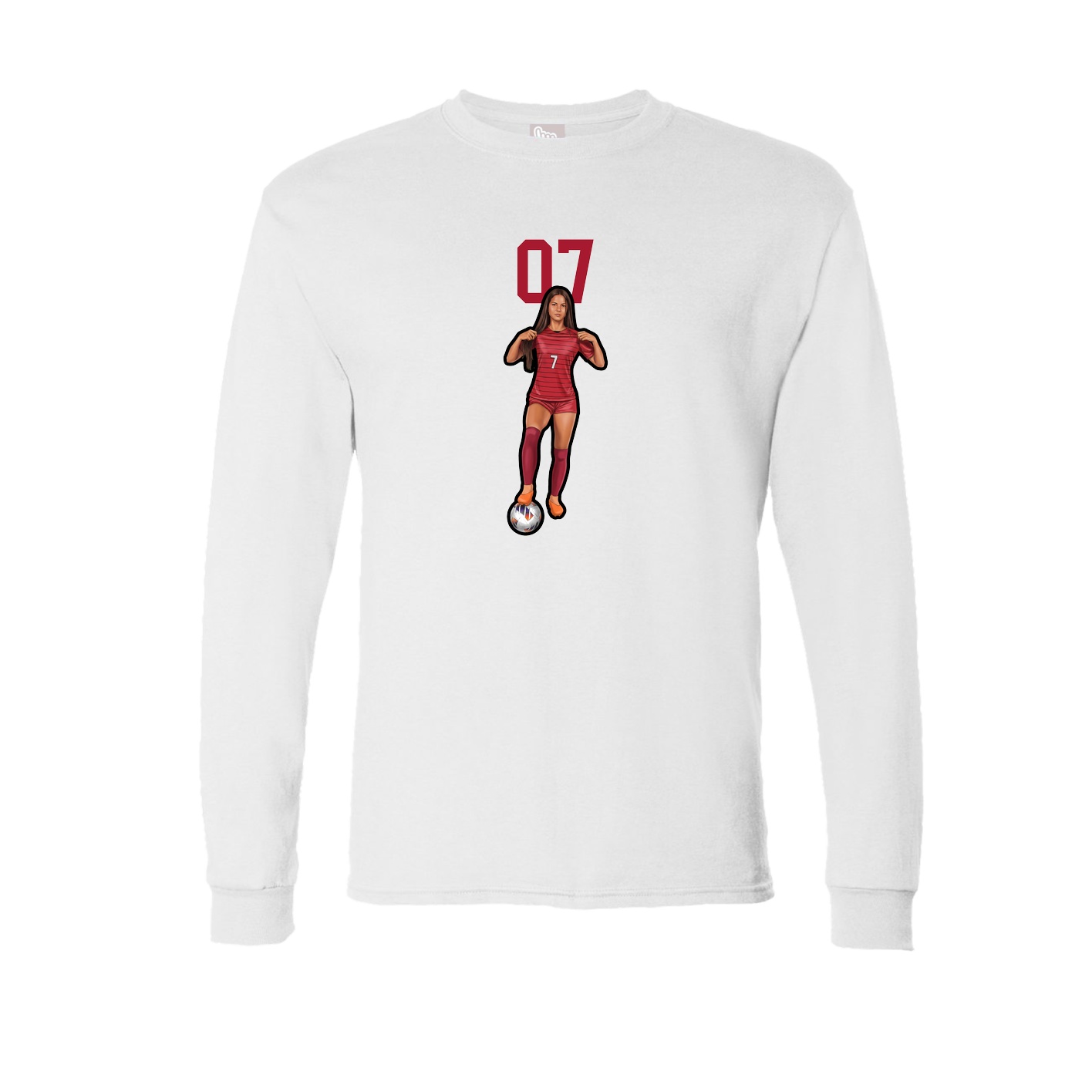Long Sleeve Tee — Number Top in White