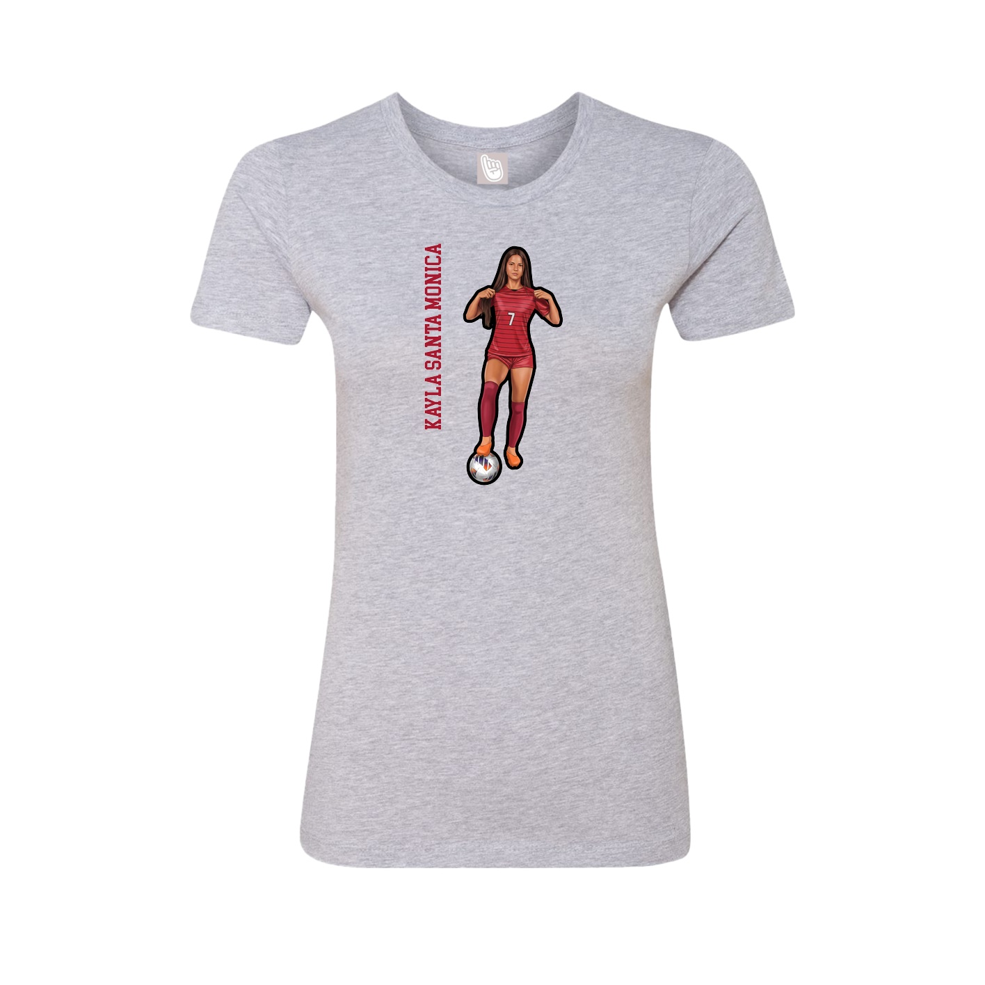 Fitted Women's Tee — Name Vertical in Grey