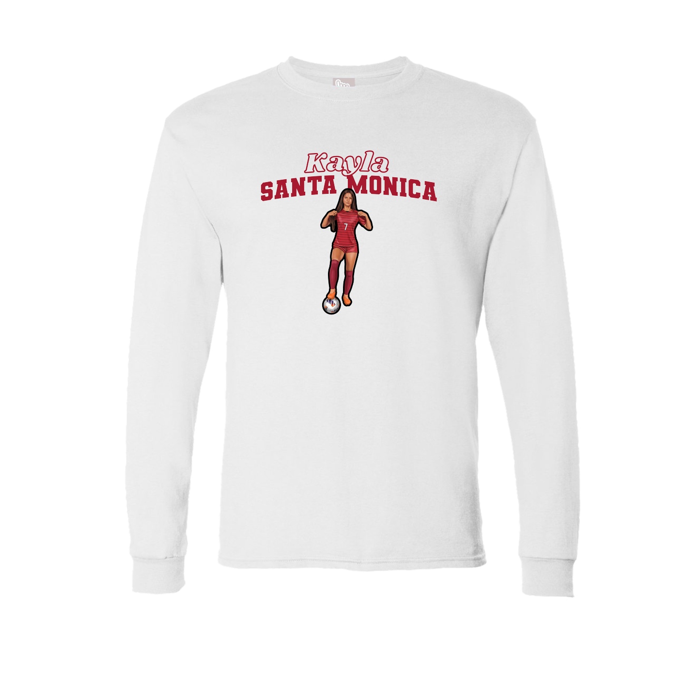 Long Sleeve Tee — Name Arch in White
