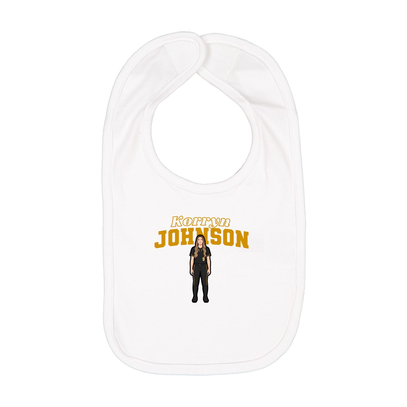 Infant Bib — Name Arch in White