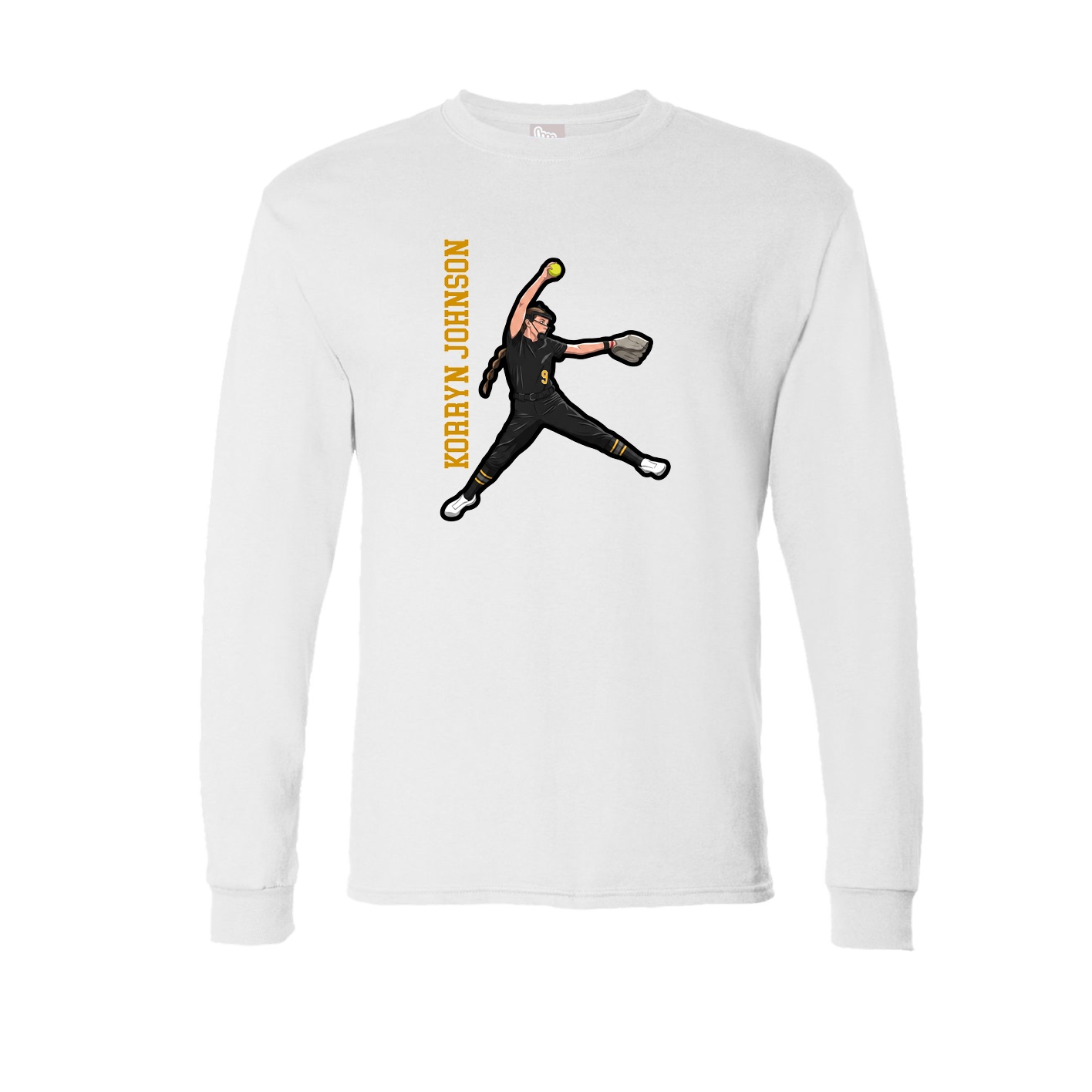Long Sleeve Tee — Name Vertical in White