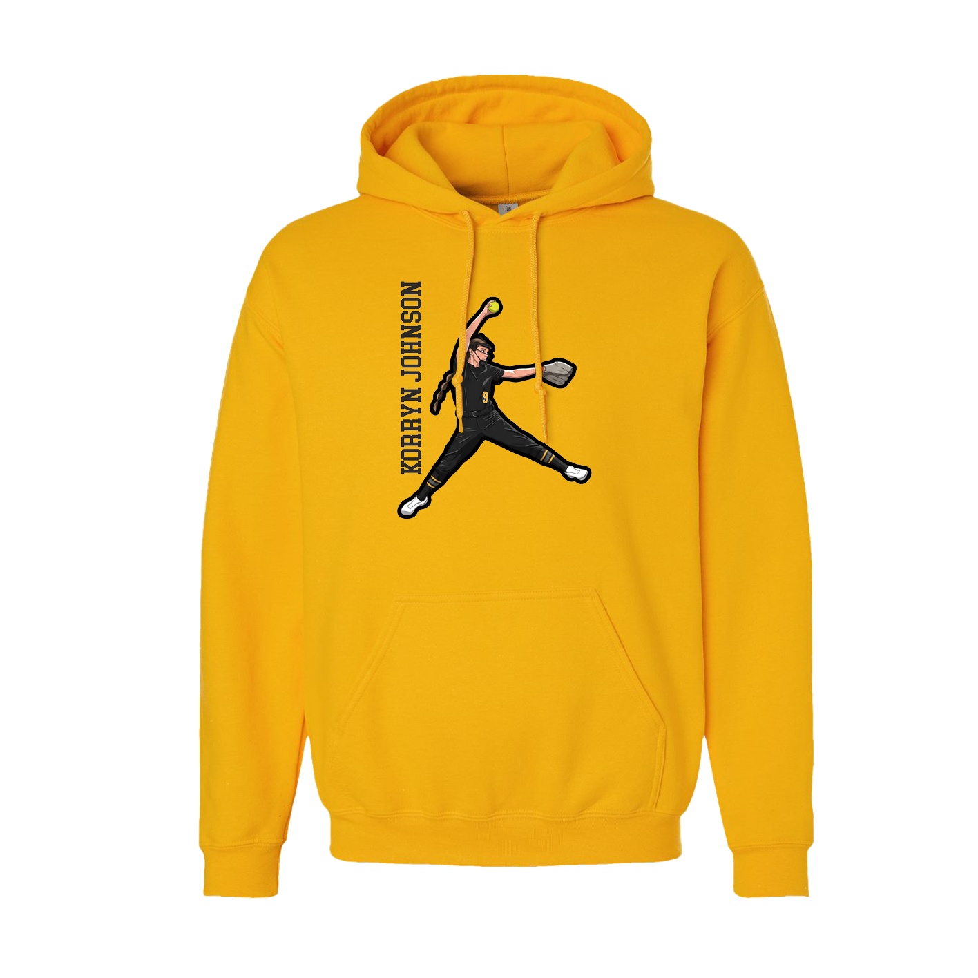 Youth Hoodie — Name Vertical in Gold