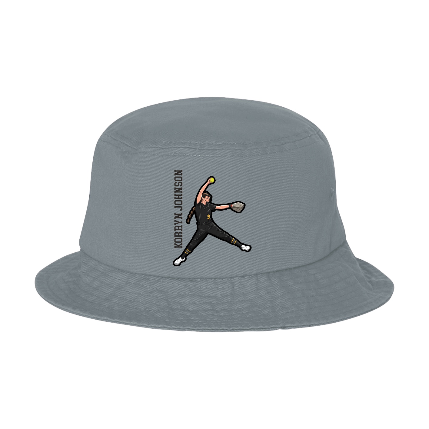 Bucket Cap — Name Vertical in Grey