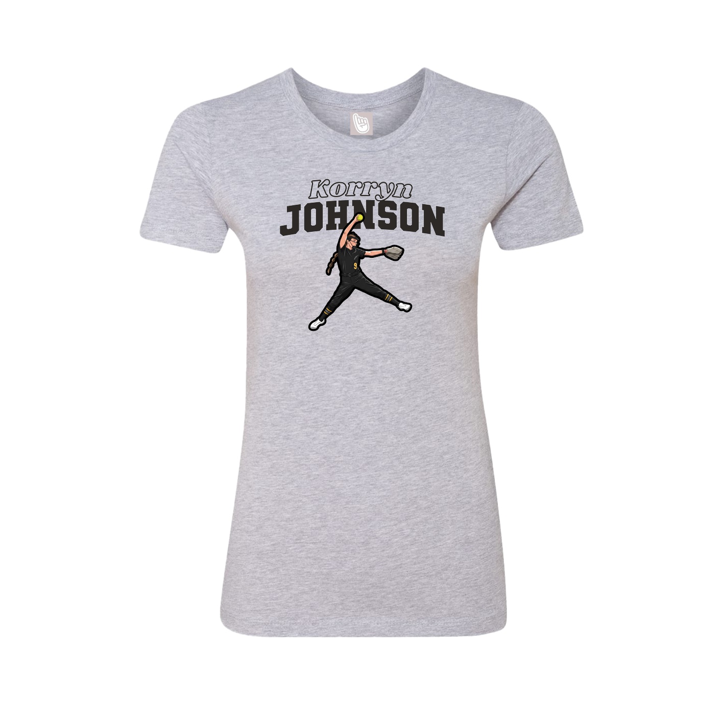 Fitted Women's Tee — Name Arch in Grey