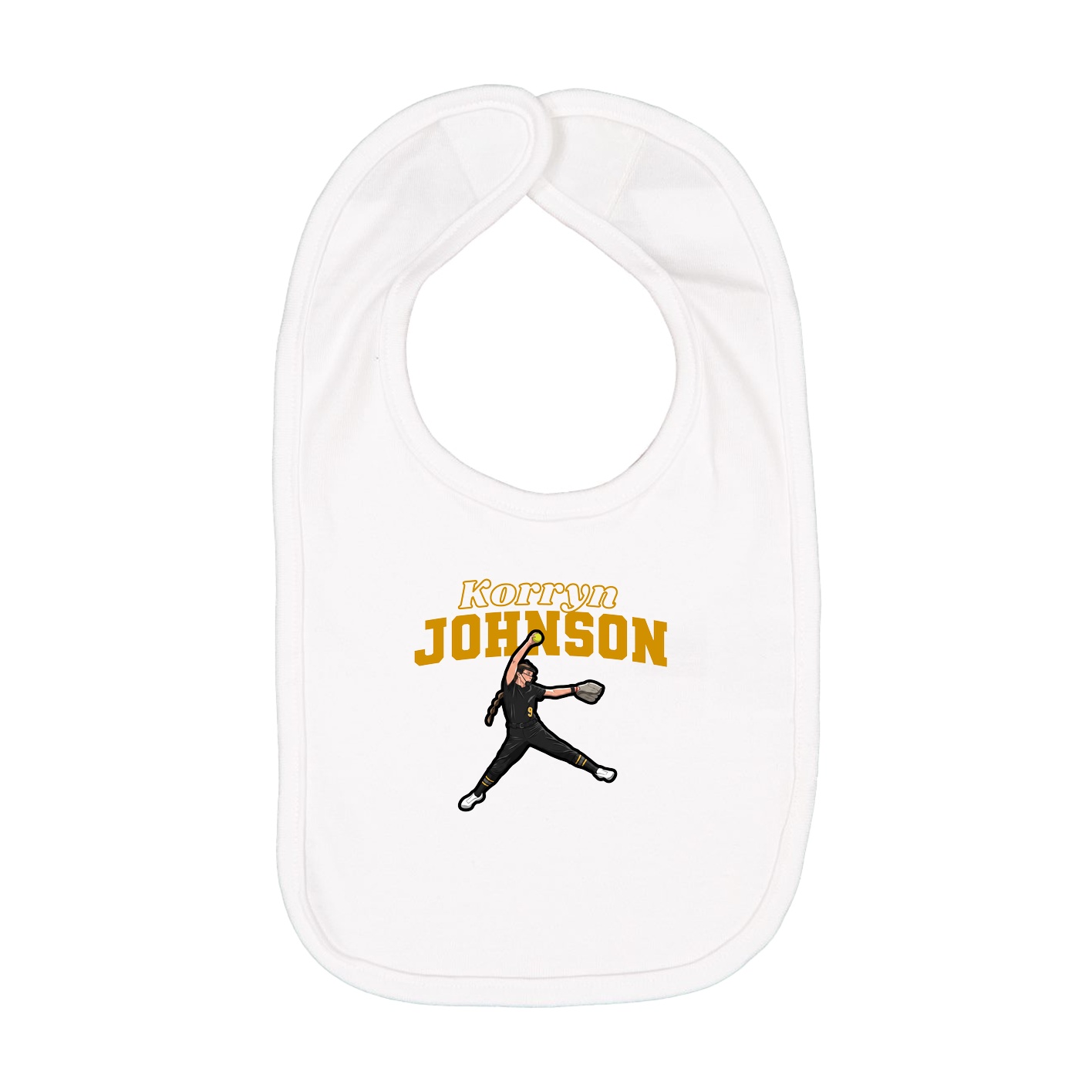 Infant Bib — Name Arch in White
