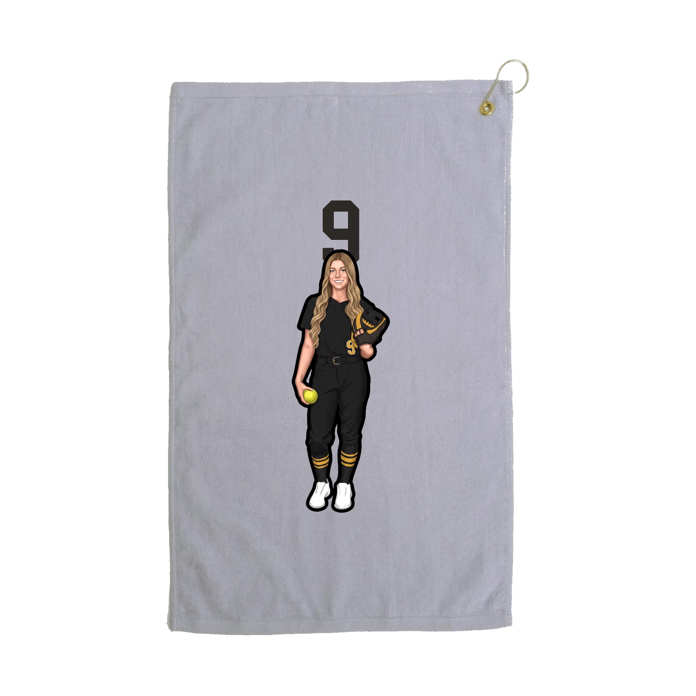 Golf Towel — Number Top in Grey