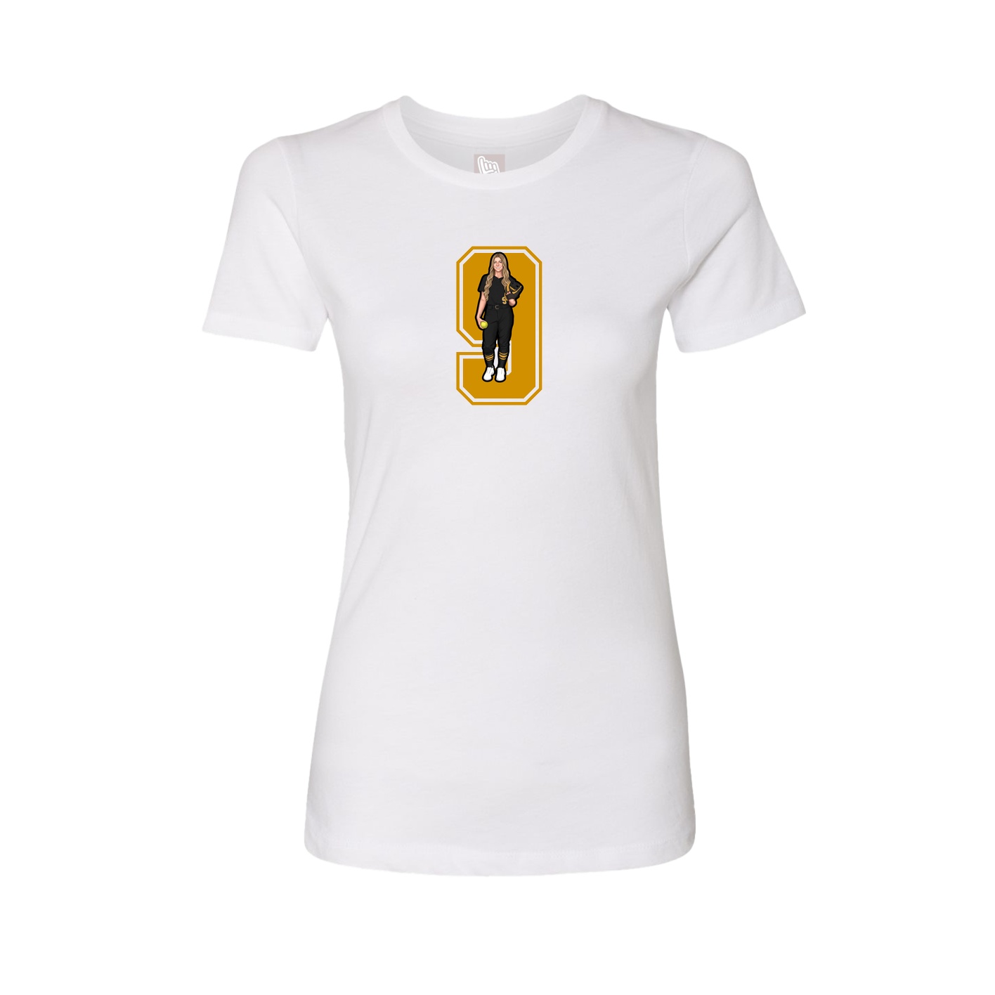 Fitted Women's Tee — Number in White