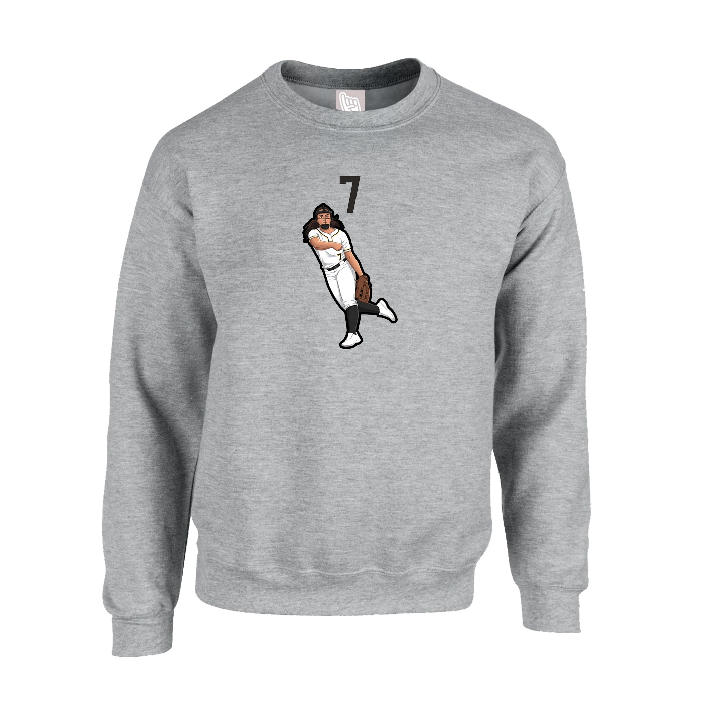 Fleece Crew — Number Top in Grey