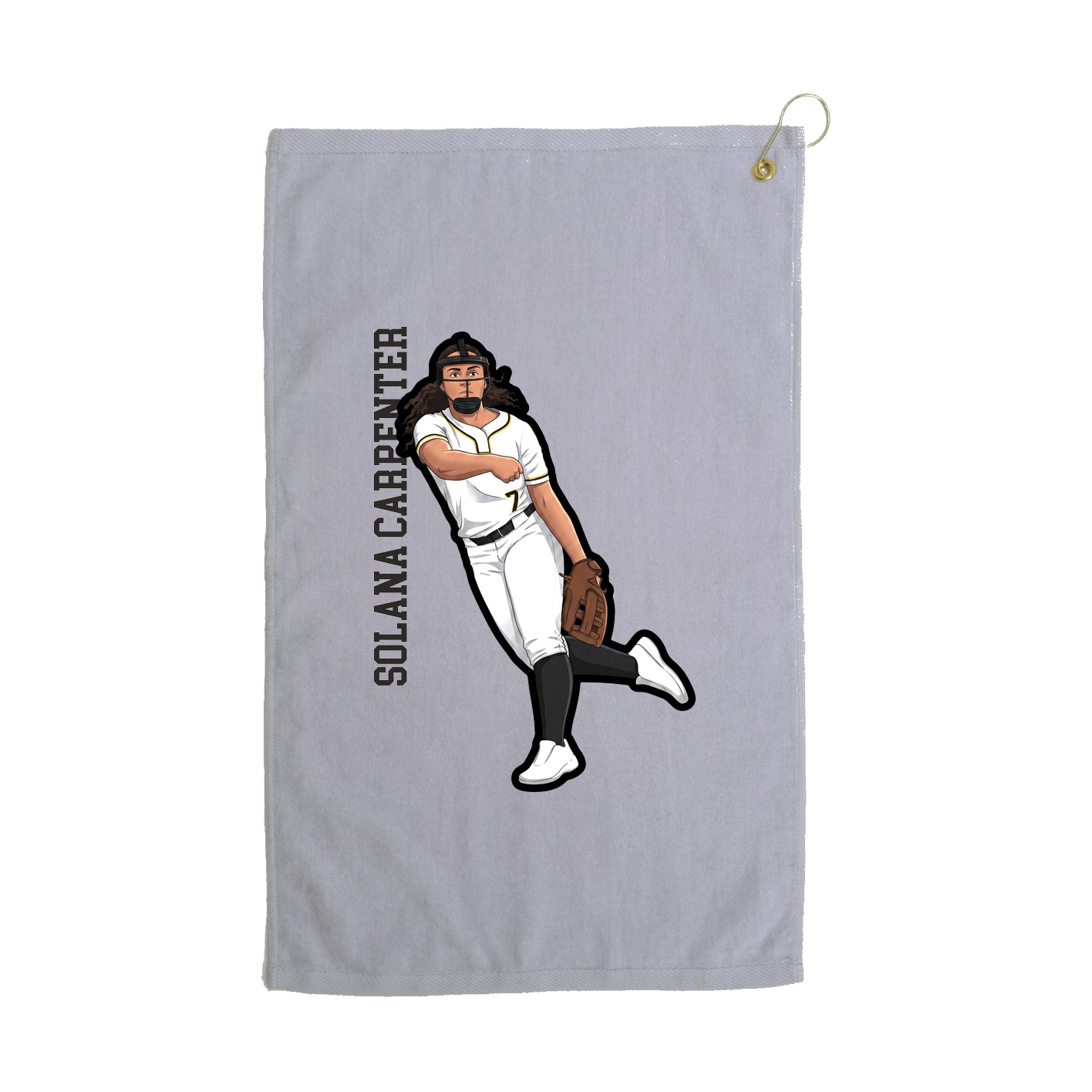 Golf Towel — Name Vertical in Grey