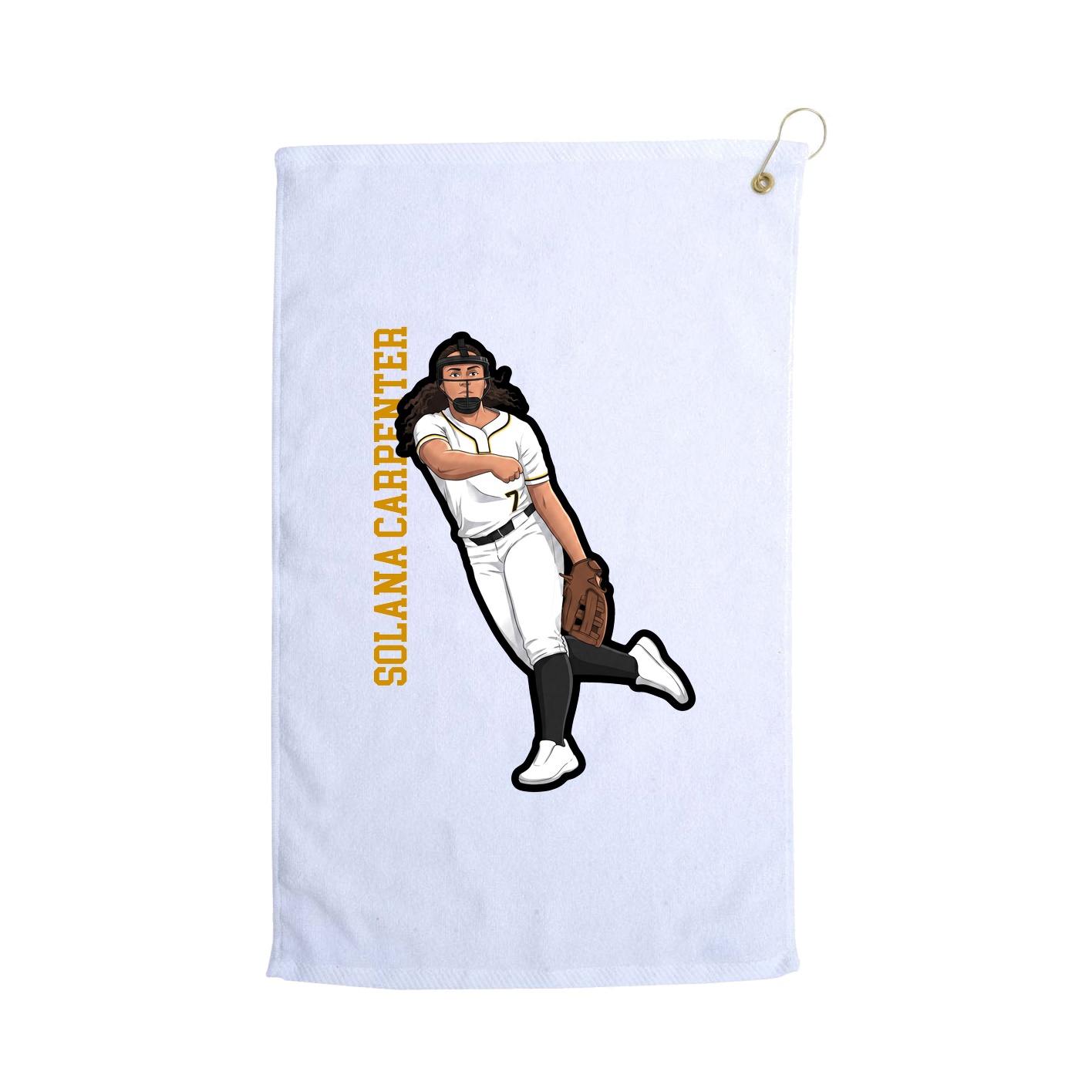 Golf Towel — Name Vertical in White