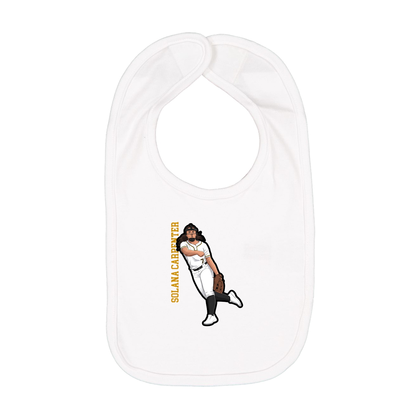 Infant Bib — Name Vertical in White